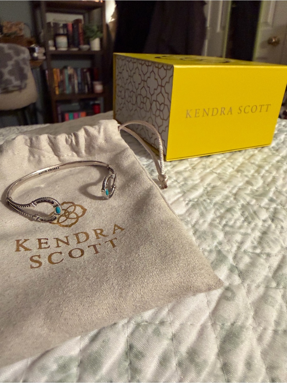 Kendra Scott Silver Cuff Bracelet with Turquoise Stones